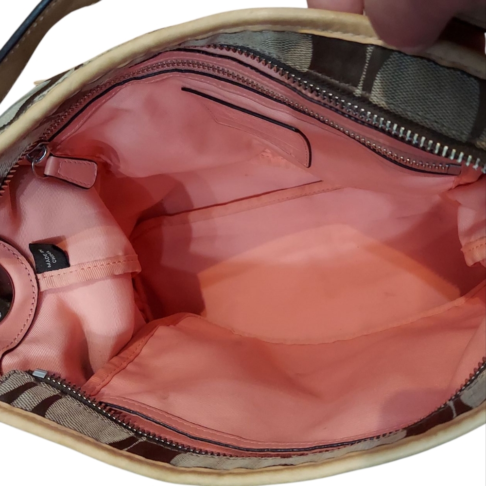 Coach Hamptons Weekend Jacquard & Leather Signature Shoulder Bag EUC - Picture 11 of 12